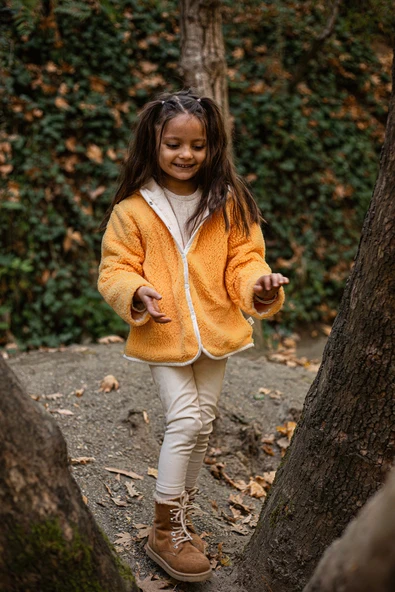 Heritage Puffy Astarlı Peluş Bebek Çocuk Ceket - Kopüşonlu Peluş Mont - ZTPUFCEKET  1-2 yaş KAHVERENGİ