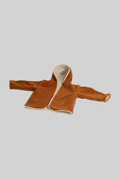 Heritage Puffy Astarlı Peluş Bebek Çocuk Ceket - Kopüşonlu Peluş Mont - ZTPUFCEKET  1-2 yaş KAHVERENGİ - 5
