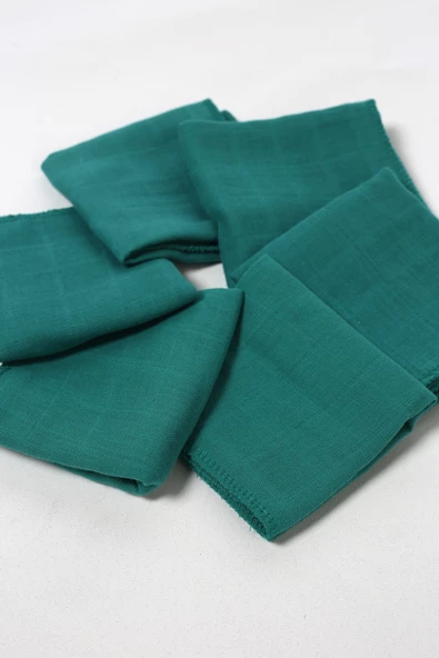 6'lı Müslin Ağız Mendili , Omuz Bezi , Ter Bezi Çift Kat Dikimli 35x20 cm - ZTAGIZMENDİLİ2 koyu yeşil - 2