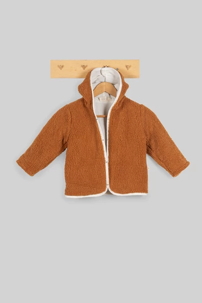Heritage Puffy Astarlı Peluş Bebek Çocuk Ceket - Kopüşonlu Peluş Mont - ZTPUFCEKET  5-6 yaş KAHVERENGİ - 3