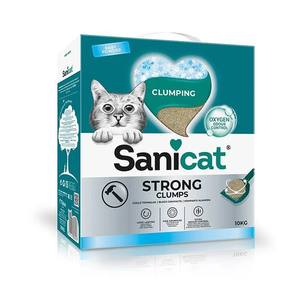 Sanicat Strong Clumps Ekstra Güçlü İnce Taneli Kedi Kumu 10 Kg