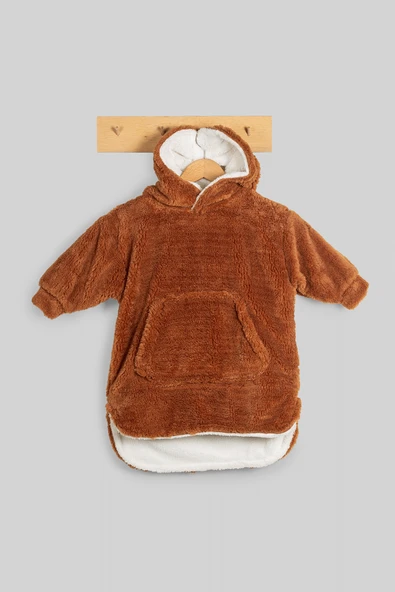Heritage Çift Katlı Wellsoft Çocuk Giyilebilir Battaniye - Peluş Panço Oversize - ZTPUFBAT 2-4 Yaş Bej - 9