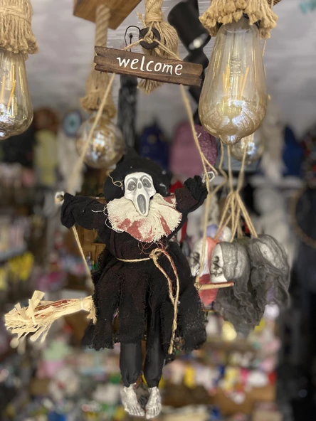 Halloween Sensörlü Sesli Işıklı Welcome İskelet Siyah