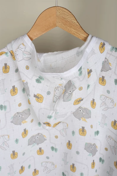 Luckka %100 Pamuk Bebek Çocuk Müslin Panço - ZTPANÇO GRİ - 3