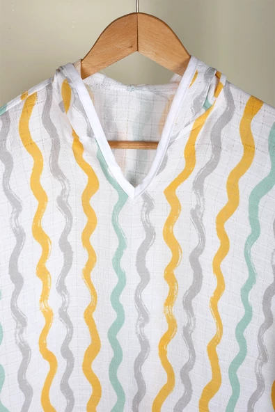 Luckka %100 Pamuk Bebek Çocuk Müslin Panço - ZTPANÇO sarı - 2