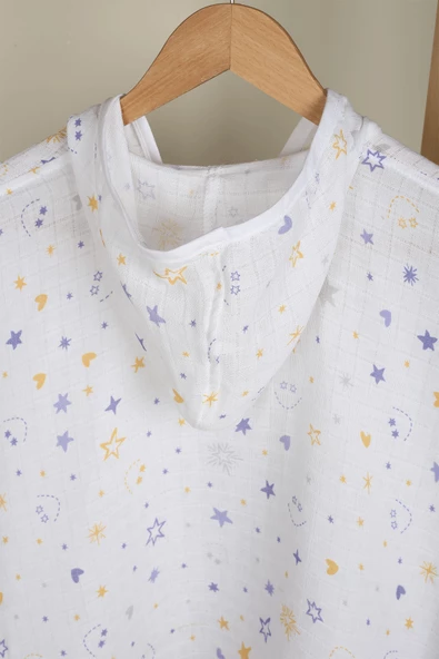 Luckka %100 Pamuk Bebek Çocuk Müslin Panço - ZTPANÇO Mor - 4