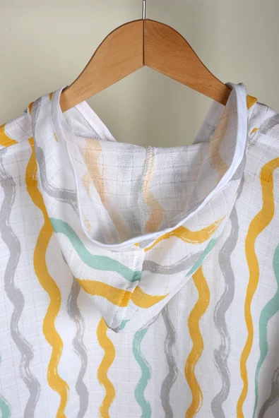 Luckka %100 Pamuk Bebek Çocuk Müslin Panço - ZTPANÇO sarı - 3