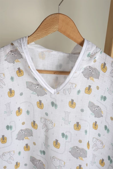 Luckka %100 Pamuk Bebek Çocuk Müslin Panço - ZTPANÇO GRİ - 2