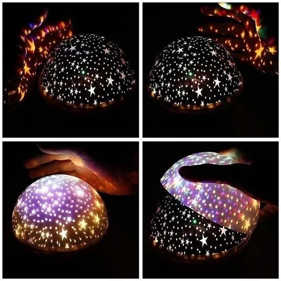 Renkli Ay Yıldız Tavan Yansıtma Pilli Led Gece Lambası Gökyüzü Projeksiyonlu Dönen Küre - Resim 7