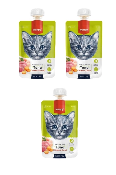 Taze Ton Balıklı & Tavuklu Kedi Et Ezmesi 90 Gr. X 3 Adet