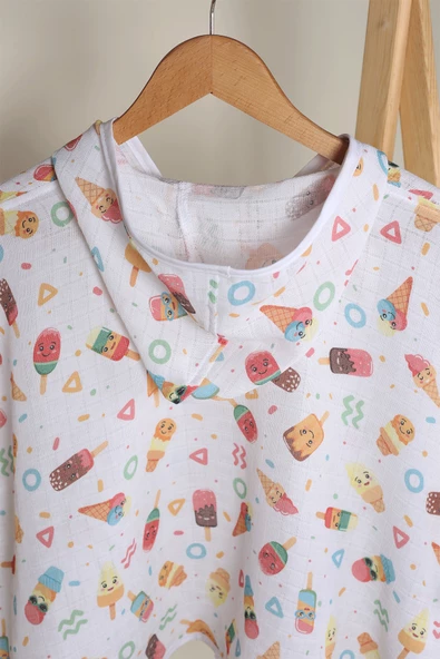 Luckka %100 Pamuk Bebek Çocuk Müslin Panço - ZTPANÇO Kırmızı - 3