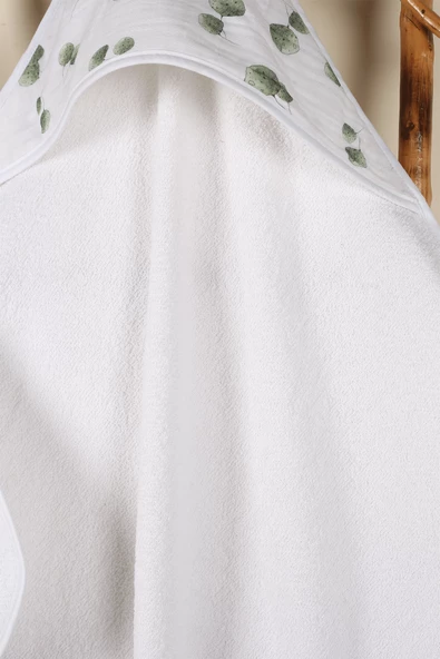 Luckka %100 Pamuk Bebek Havlu Kundak Banyo Havlusu - ZTKUNDAK Beyaz yeşil - 3