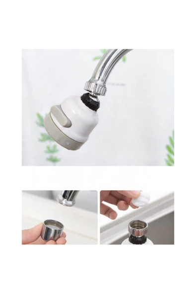 BEYAZ Musluk Batarya Ucu Başlığı 3 Farklı Mod Fonksiyonlu Musluk Başlığı 3 Fonksiyonlu Musluk Ucu - 5