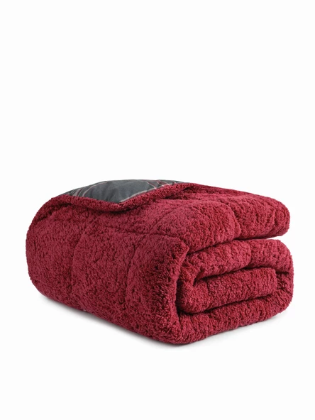 Cozy Home Festive Çift Kişilik Çift Taraflı Peluş Yorgan Noel Kırmızı - 5