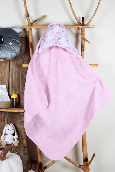 Luckka %100 Pamuk Bebek Havlu Kundak Banyo Havlusu - ZTKUNDAK Pembe