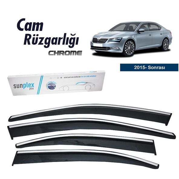 Mega Oto Market Sunpleks Krom Cam Rüzgarlığı Skoda SuperB 2015 ve Sonrası ile uyumlu