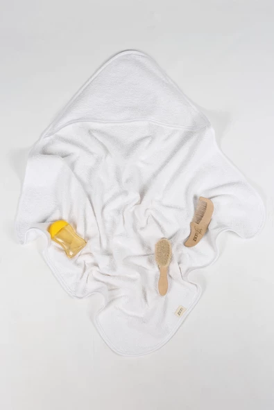 Luckka %100 Pamuk Bebek Havlu Kundak Banyo Havlusu - ZTKUNDAK Beyaz 1 - 4