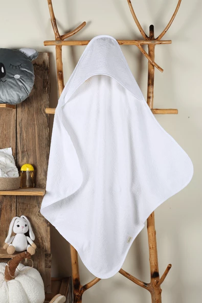 Luckka %100 Pamuk Bebek Havlu Kundak Banyo Havlusu - ZTKUNDAK Beyaz 1