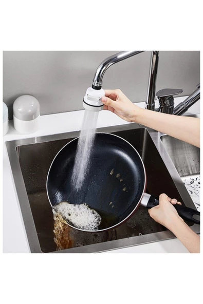 BEYAZ Musluk Batarya Ucu Başlığı 3 Farklı Mod Fonksiyonlu Musluk Başlığı 3 Fonksiyonlu Musluk Ucu - 8