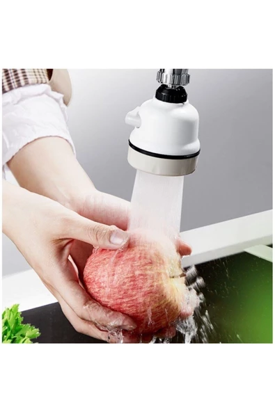 BEYAZ Musluk Batarya Ucu Başlığı 3 Farklı Mod Fonksiyonlu Musluk Başlığı 3 Fonksiyonlu Musluk Ucu - 7
