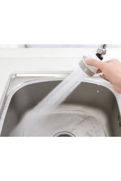 BEYAZ Musluk Batarya Ucu Başlığı 3 Farklı Mod Fonksiyonlu Musluk Başlığı 3 Fonksiyonlu Musluk Ucu - 6