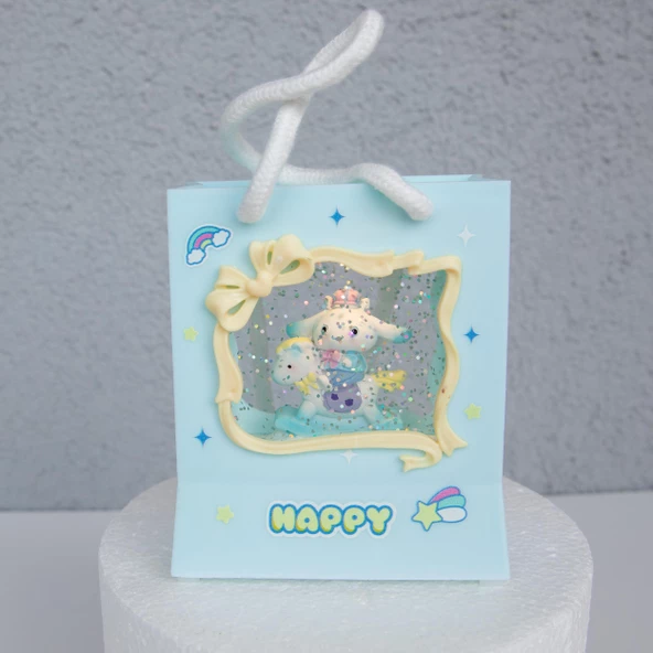 Sanro Cinnamaroll  Pilli Simli Işıklı Müzikli Çanta Şeklinde Kar Küresi - 4