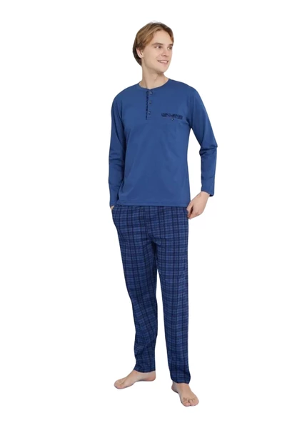 Kly Erkek Uzun Kol Midi Yaka Pijama Takım 9223 ürün görseli 1
