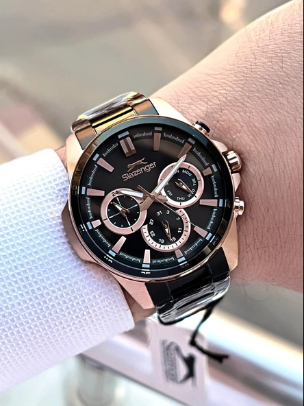 SL.1.376 Slazenger Çelik Kordon İç Fonksiyonları Aktif 5 Atm Su Geçirmez Erkek Kol Saati - Resim 4