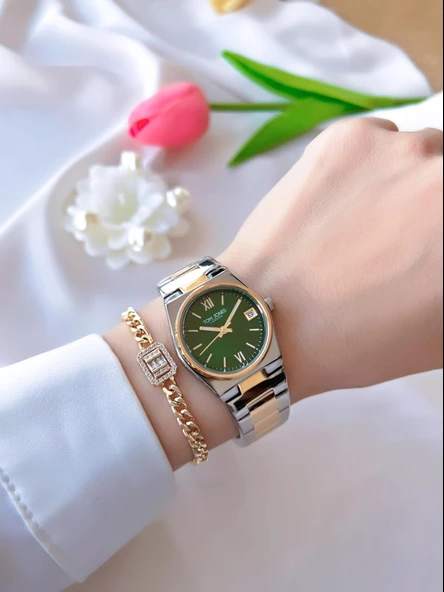 Tom Jones Çelik Kordon Kararma Renk Atma Yapmaz 3 Atm Suya Dayanıklı Kadın Kol Saati BTJ.1.2387.04 - Resim 2