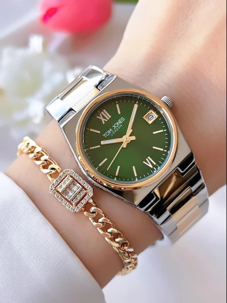 Tom Jones Çelik Kordon Kararma Renk Atma Yapmaz 3 Atm Suya Dayanıklı Kadın Kol Saati BTJ.1.2387.04 ürün görseli