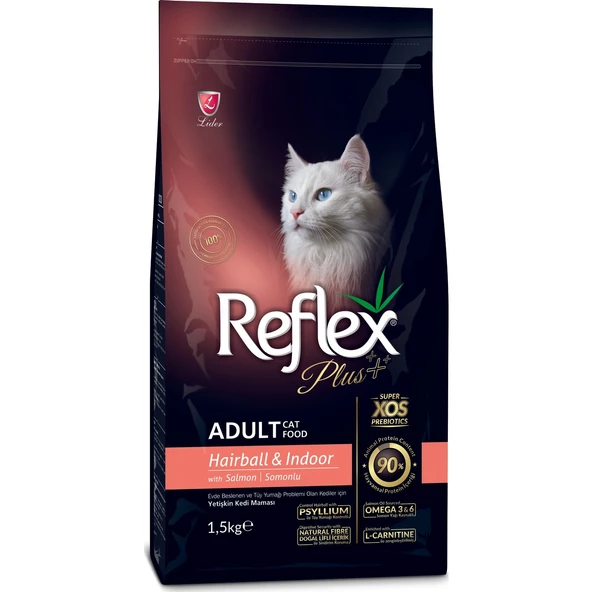 Reflex Plus Hairball & İndoor Somonlu Yetişkin Kedi Maması 1.5 KG