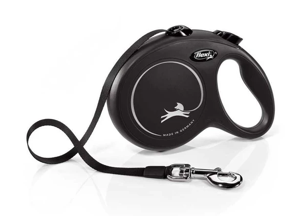 Flexi New Classic Şerit Otomatik Köpek Gezdirme Tasması Siyah L 8 Metre