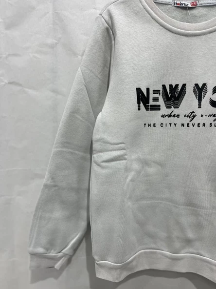 uğurböceğiçocuk Üç İp Kumaş Newyork Yazı Baskılı Sweat 12044 - 10
