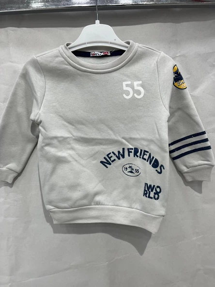 uğurböceğiçocuk Üç İp Kumaş New Friends Yazı Baskılı Sweat 11963