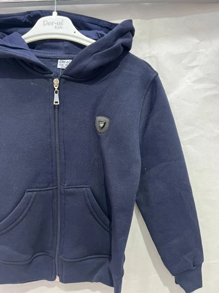 uğurböceğiçocuk 3 İp Kumaş Kapuşonlu Çocuk Hırka 9091 - 12