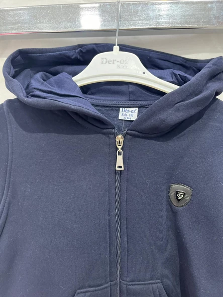 uğurböceğiçocuk 3 İp Kumaş Kapuşonlu Çocuk Hırka 9091 - 11