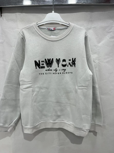 uğurböceğiçocuk Üç İp Kumaş Newyork Yazı Baskılı Sweat 12044 - 2