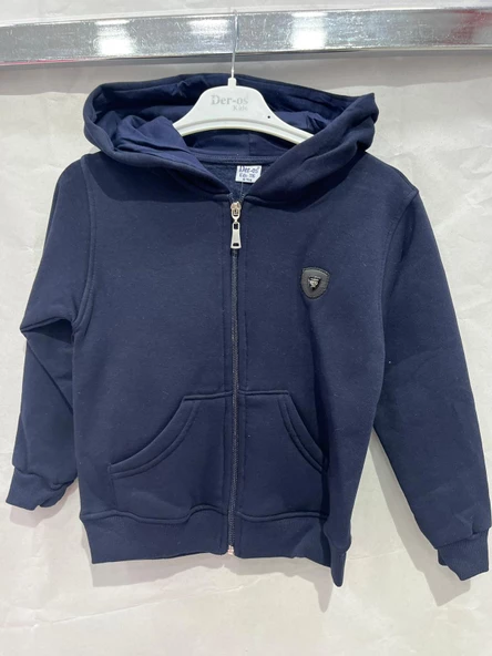 uğurböceğiçocuk 3 İp Kumaş Kapuşonlu Çocuk Hırka 9091 - 10