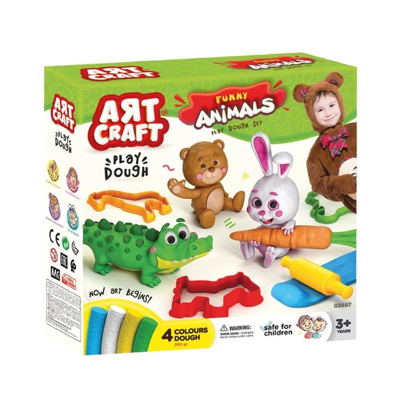 03697 Art Craft Eğlenceli Hayvanlar Hamur Set 200 gr - 3