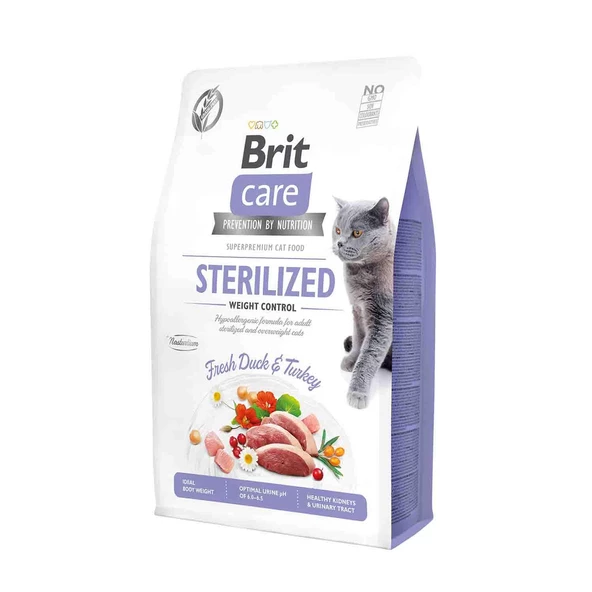 Brit Care Tahılsız Ördek ve Hindi Etli Kısırlaştırılmış Diyet Yetişkin Kedi Maması 2 KG