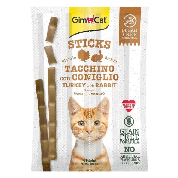 Gimcat Hindili Tavşanlı Tahılsız Kedi Ödül Çubuğu .4Lü 20 Gr