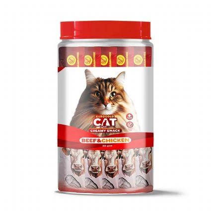 Euro Gold Kedi Ödül Çubuğu Sıvı Dana Tavuk Etli 30 Adetx15 gr