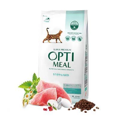 Optimeal Hindi Etli Kısırlaştırılmış (Sterilized) Kedi Maması 1,5 Kg