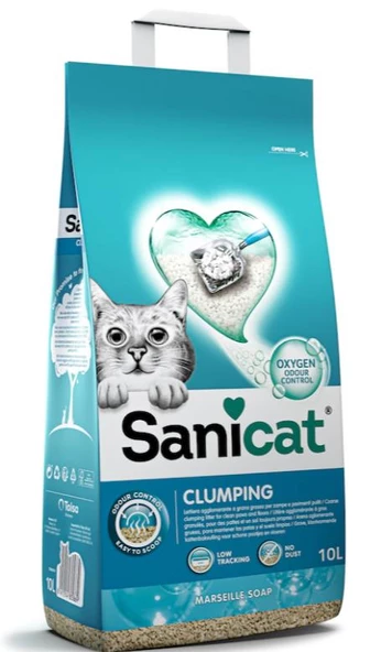 Sanicat Active Oksijen Içerikli Marsilya Sabun Kokulu İnce Taneli Kedi Kumu 10 Lt