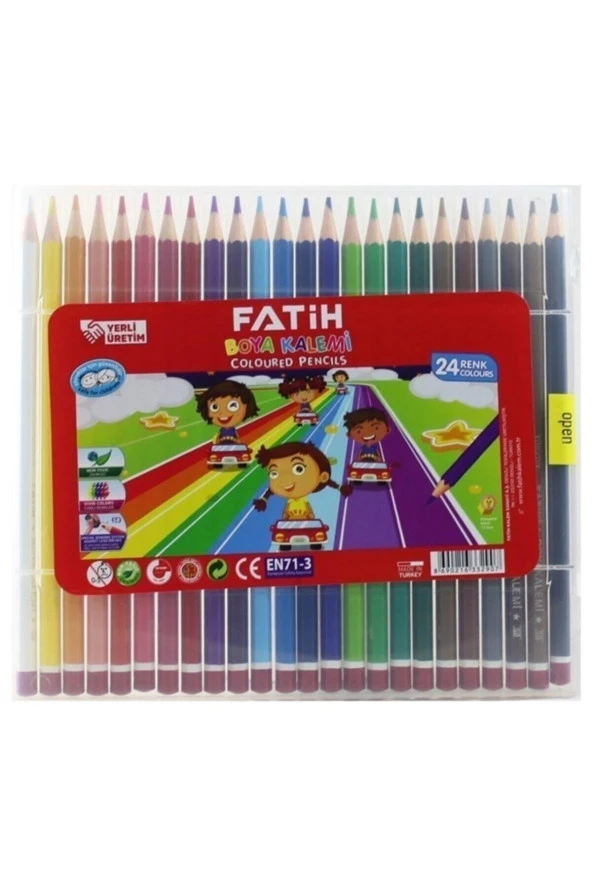 Fatih 24 Renk Tam Boy Plastik Çantalı Kuruboya