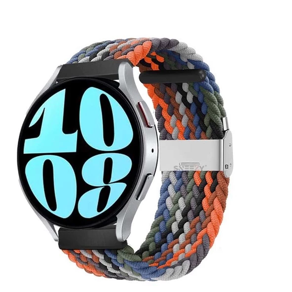 Sneezy Samsung Galaxy Watch 4 40-42-44-46mm Uyumlu 20mm Metal Klips Solo Fiberlink Örgü Kordon