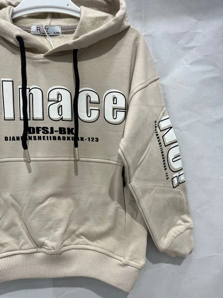 uğurböceğiçocuk Alnace Yazılı Kapuşonlu 3 İp Erkek Sweat 42591 - 5