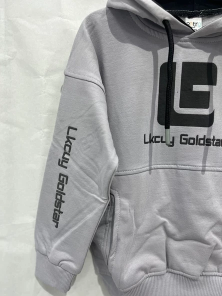 uğurböceğiçocuk Lkcuy Goldstar Yazılı Kapuşonlu 3 İp Erkek Sweat 42511 - 5