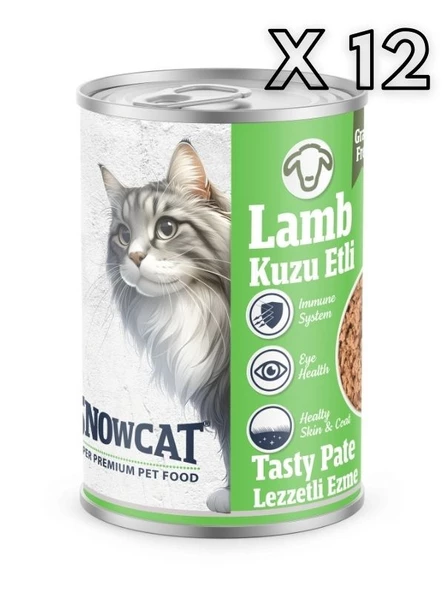 Snow Cat Premium Tahılsız Kıyılmış Kuzu Etli Kedi Konservesi 12 Adet*400 G