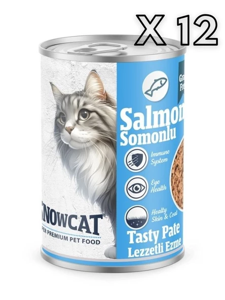 Snow Cat Premium Tahılsız Kıyılmış Somon Etli Kedi Konservesi 12 Adet*400 G